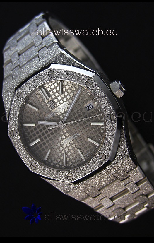 Audemars Piguet Royal Oak Frosted Self-Winding White Gold Grey Dial 1:1 Mirror Replica Watch 