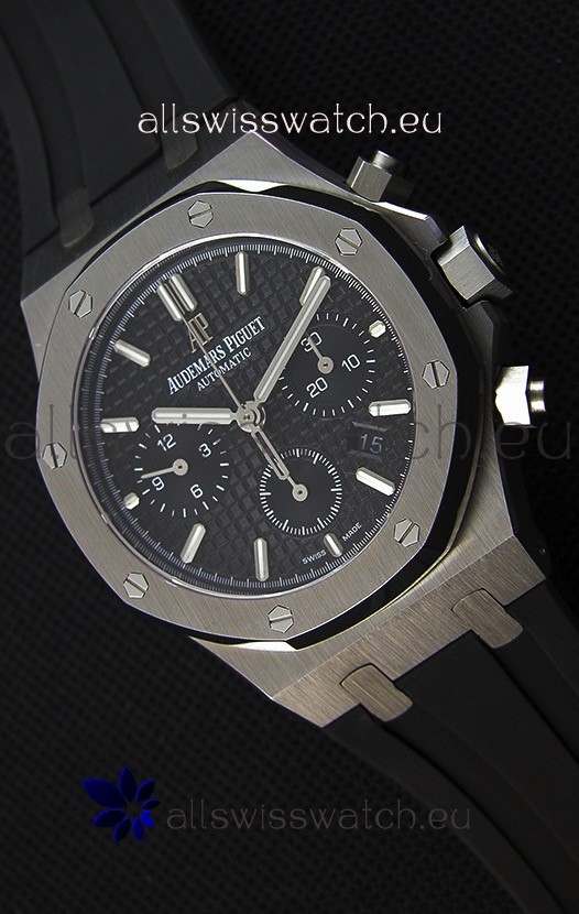 Audemars Piguet Royal Oak Chronograph Black Dial Rubber Strap Swiss Replica Watch 