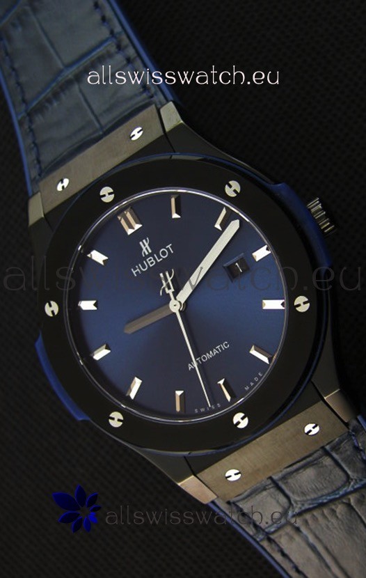 Hublot Classic Fusion Ceramic Blue Swiss Replica Watch - 1:1 Mirror Replica 