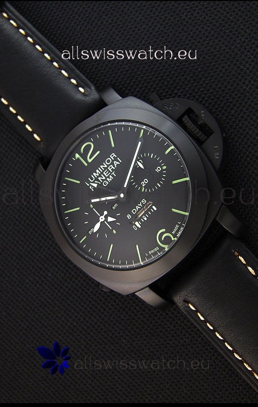 Panerai Luminor GMT 8 Days Power Reserve Japanese Replica PVD Case Watch