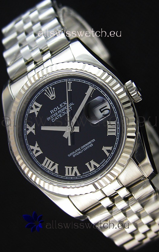 Rolex Datejust 36MM Cal.3135 Movement Swiss Replica Black Dial Jubilee Strap - Ultimate 904L Steel Watch 