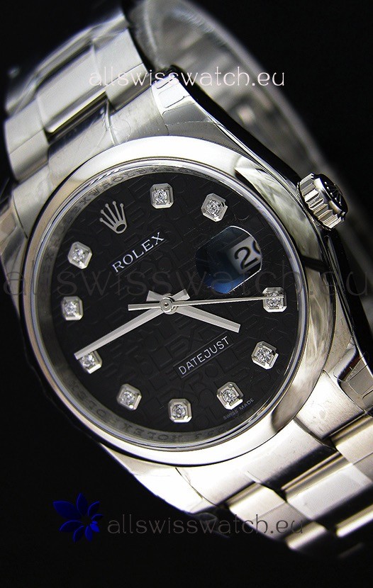 Rolex Datejust 36MM Cal.3135 Movement Swiss Replica Watch in Black Printed Dial
