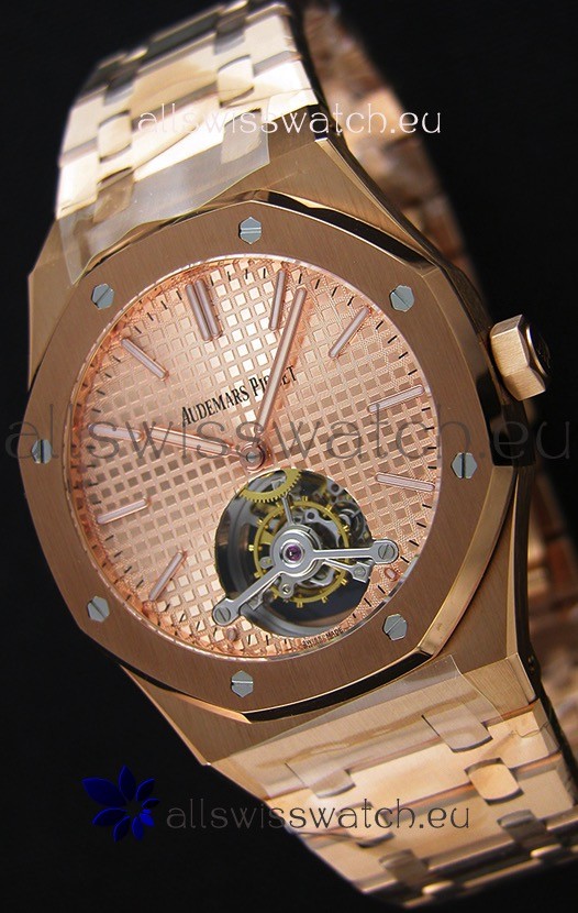 Audemars Piguet Royal Oak Tourbillon 41mm Extra-Thin Pink Gold Dial Watch 