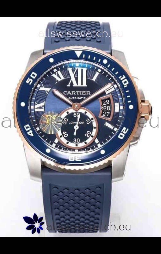 Calibre De Cartier Watch 42MM Blue Dial Steel Case - 1:1 Mirror Replica Watch