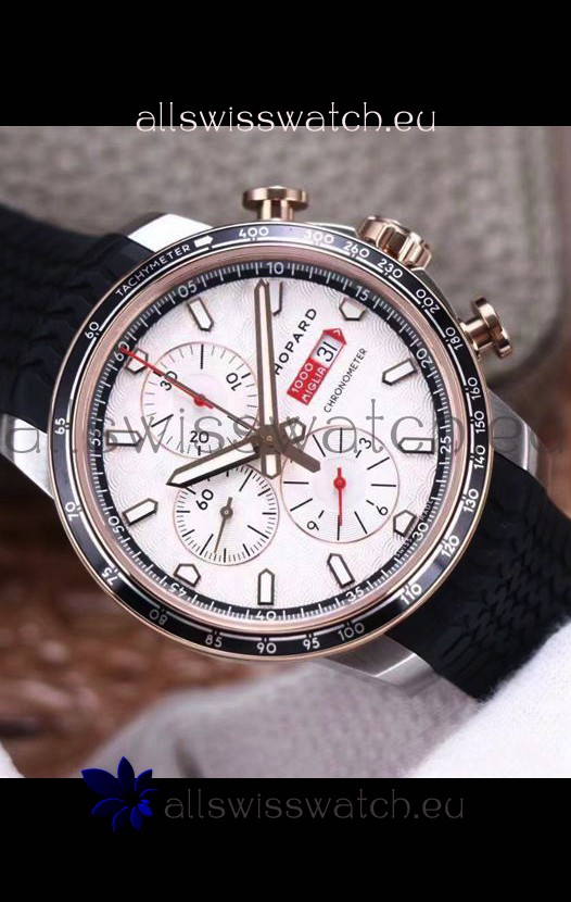Chopard Classic Racing Chronograph 1:1 Mirror Replica Watch in Steel Casing - White Dial