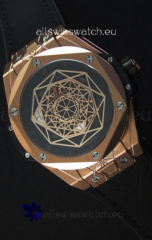 Hublot Big Bang Sang Bleu 45MM Rose Gold Swiss Replica Watch 