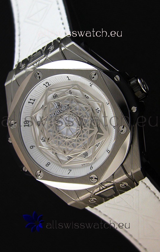 Hublot Big Bang Sang Bleu 45MM Stainless Steel White Dial Swiss Replica Watch 
