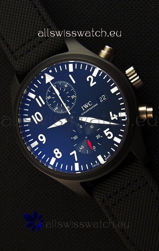 IWC Pilot's Top Gun Chronograph IW389001 1:1 Ceramic Case Ultimate Mirror Replica Watch 