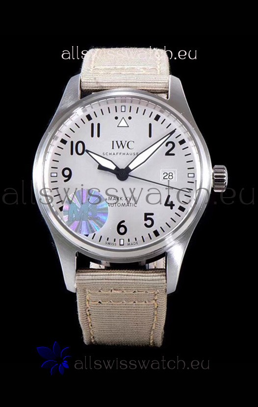 IWC Pilot's MARK XVIII Aviator 1:1 Swiss Watch in 904L Steel Case - Beige Nylon Strap 