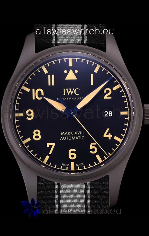 IWC Pilot's MARK XVIII Heritage 1:1 Swiss Watch 904L Steel Casing Black Matte Finishing