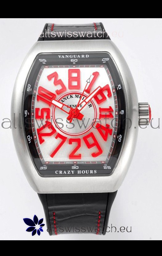 Franck Muller Vanguard Crazy Hours in Stainless Steel - White Dial Swiss Replica Watch 
