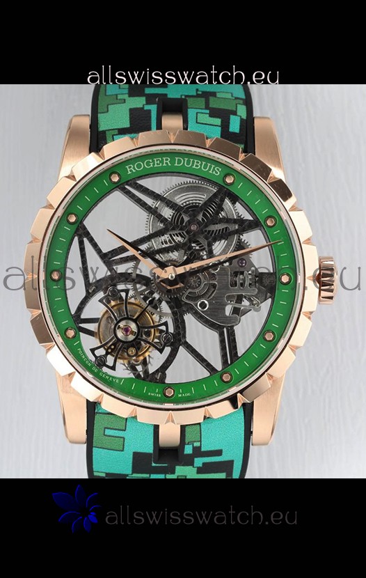 Roger Dubuis Excalibur Spider Flying Tourbillon Skeleton Rose Gold Casing 42MM 1:1 Mirror Swiss Watch