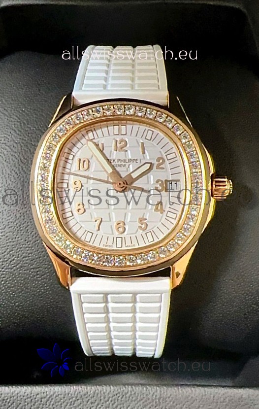 Patek Philippe Superclone Aquanaut 5072R Mossanites Paved Watch in Rose Gold Casing