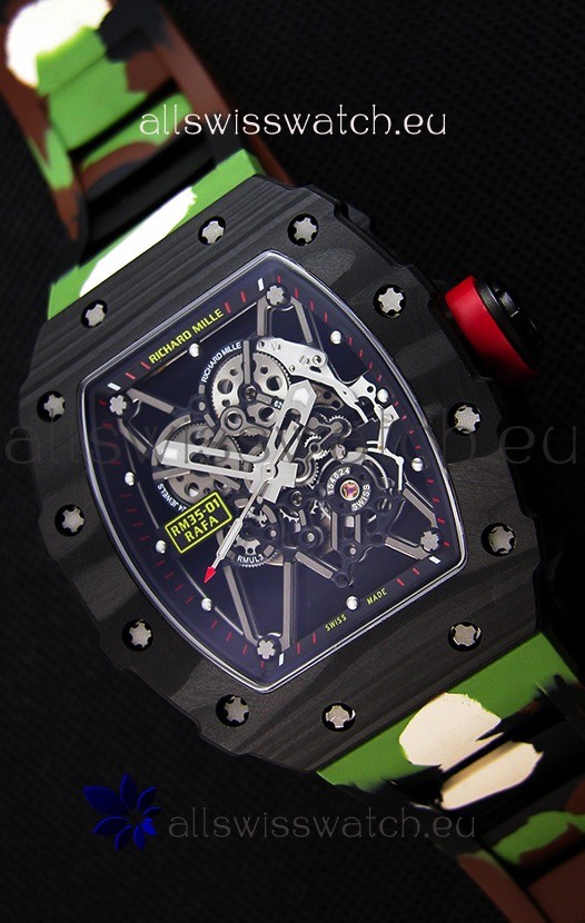 Richard Mille RM35-01 Rafael Nadal Forged Carbon Case with Camouflage Rubber Strap 