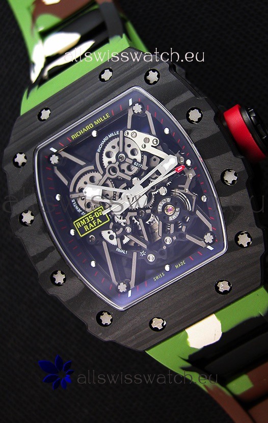 Richard Mille RM35-02 Rafael Nadal Forged Carbon Case with Camouflage Rubber Strap 