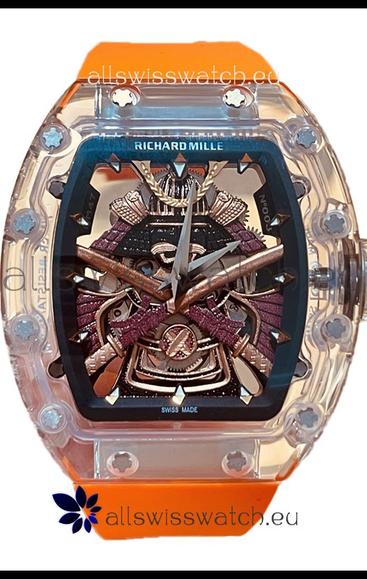 Richard Mille RM047 Samurai Genuine Tourbillon Watch in Orange Strao Sapphires Casing