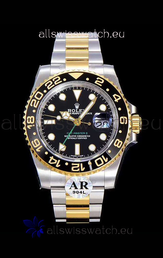 Rolex GMT Masters II 116713 Yellow Gold Swiss Replica 1:1 Mirror Watch 904L Steel 