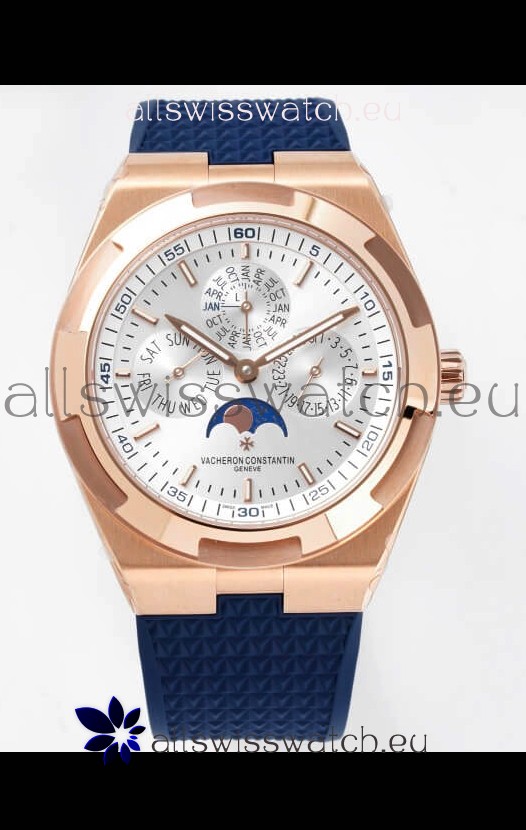 Vacheron Constantin Overseas Perpetual Calendar Ultra-Thin Steel Dial Rose Gold Casing Replica