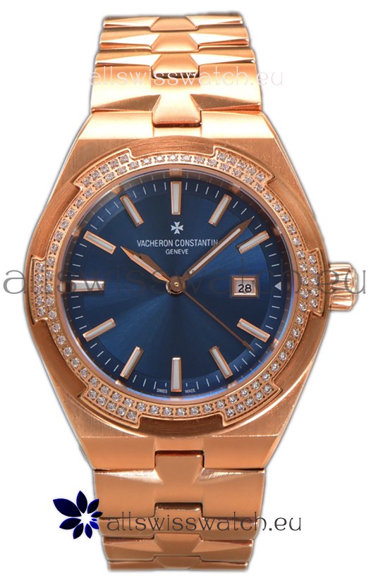 Vacheron Constantin Overseas Rose Gold Casing Blue Dial 35MM Swiss Replica Watch 