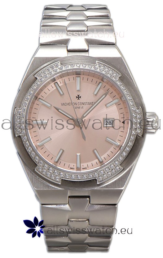 Vacheron Constantin Overseas Steel Casing Pink Dial 35MM Swiss Replica Watch 