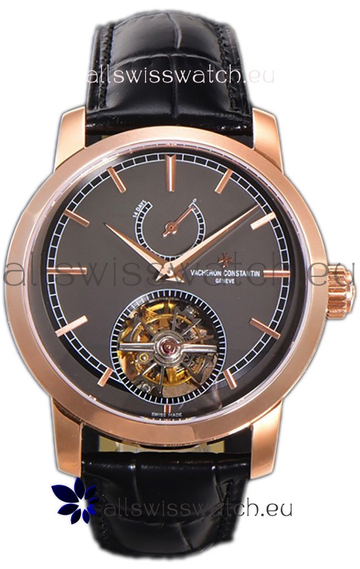 Vacheron Constantin Traditionelle 14-Day Tourbillon Grey Dial Rose Gold 1:1 Mirror Replica Watch 