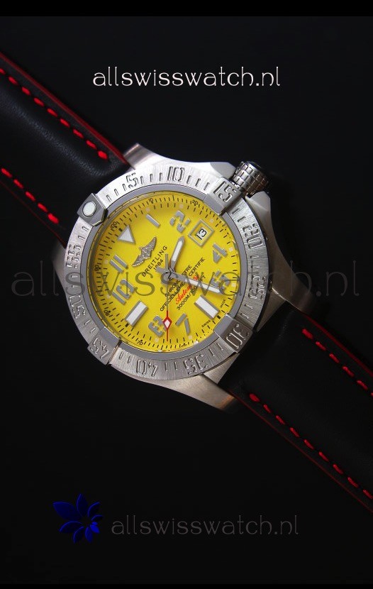 Breitling Avenger II Seawolf Black Leather Strap 45MM - 1:1 Mirror Replica Watch