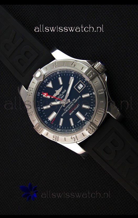 Breitling Avenger II GMT Swiss 1:1 Mirror Replica Watch in Black Dial 