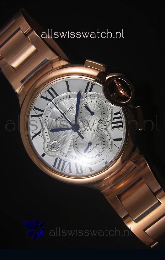 Ballon De Cartier Chronograph in Rose Gold Case - 1:1 Mirror Replica