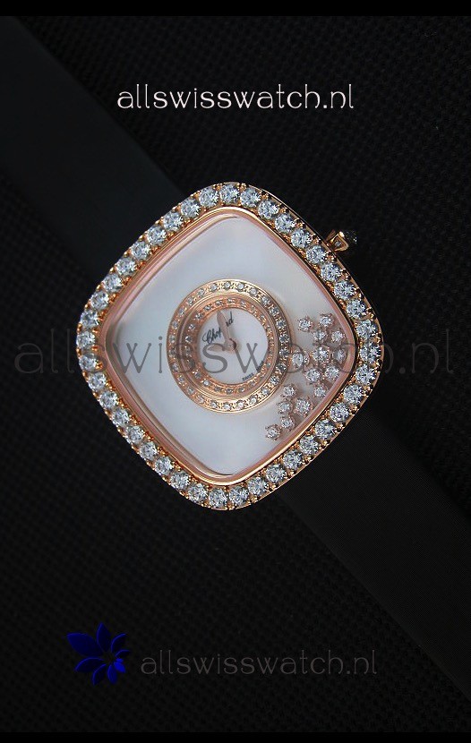 Chopard Happy Diamonds 38MM Black Strap in White Dial