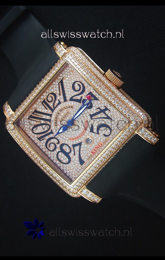 Franck Muller Conquistador King Automatic Watch in Pink Gold with Nylon Strap