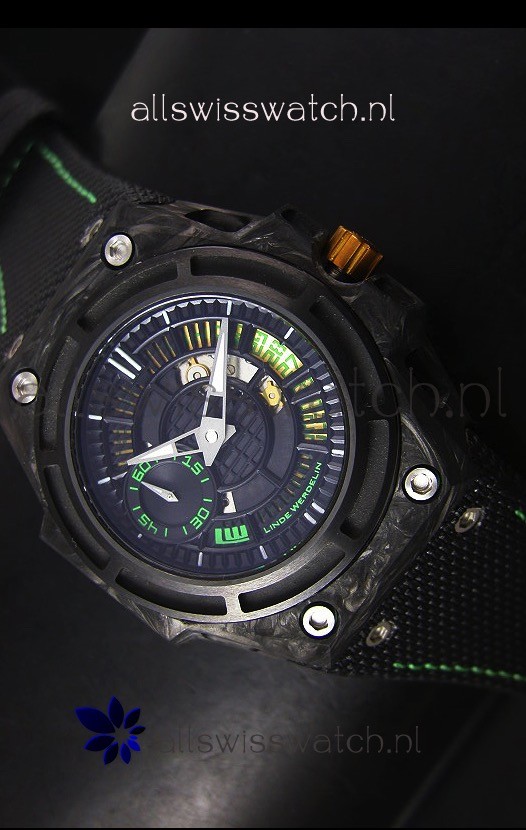 Linde Werdelin Spidolite II Swiss Replica Watch in Green Forged Carbon Case