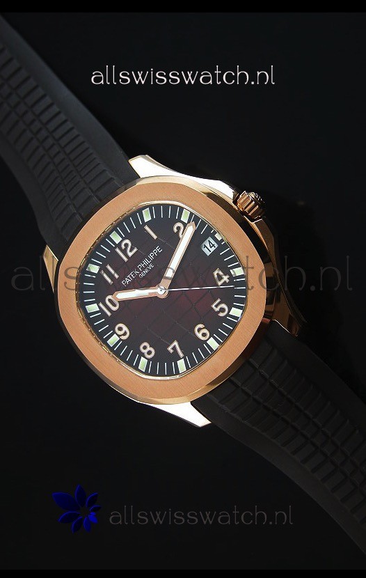 Patek Philippe Aquanaut Jumbo Rose Gold 1:1 Mirror Replica Watch - Wine Colored Dial