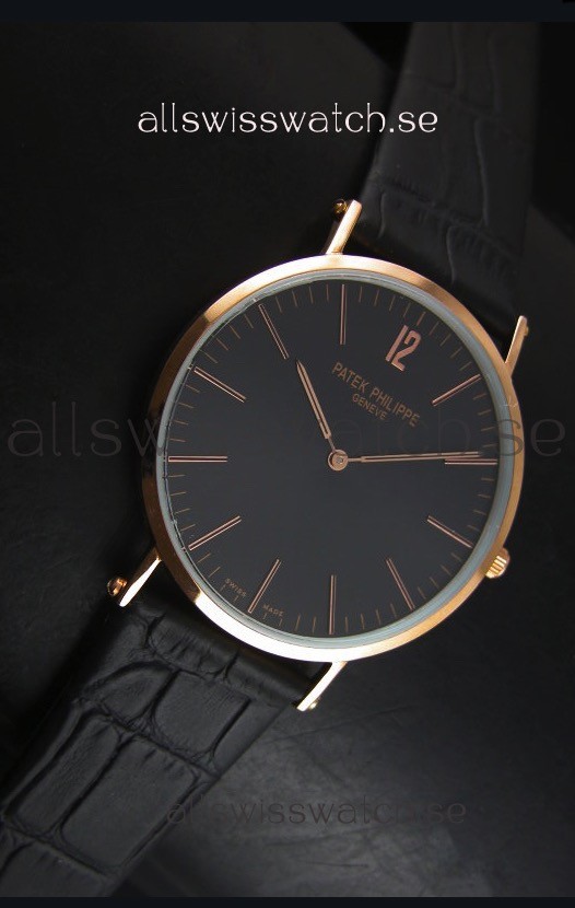 Patek Philippe Calatrava Ulta-Thin Swiss Quartz Watch Rose Gold Case