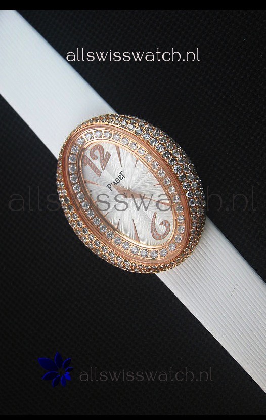 Piaget Limelight Magic Hour Swiss Quartz Watch Rose Gold in White Strap