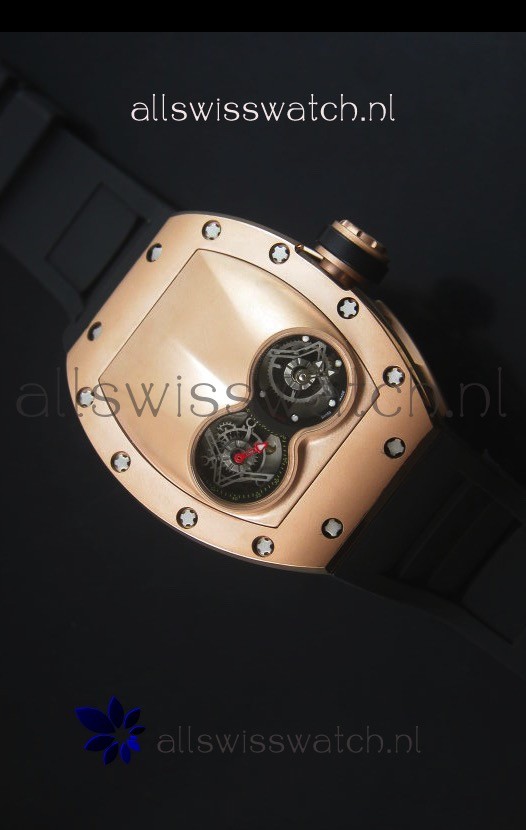 Richard Mille RM053 Tourbillon Pablo Mac Donough Pink Gold Case Black Strap Swiss Watch