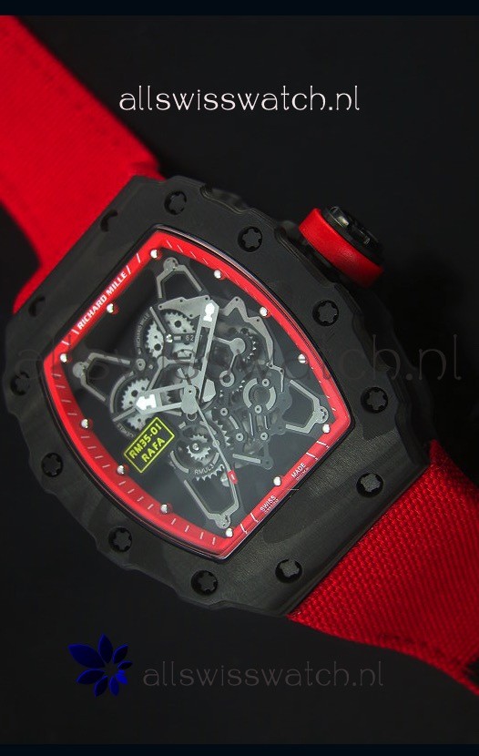 Richard Mille RM35-01 Rafael Nadal Edition Swiss Replica Watch Red Nylon Strap