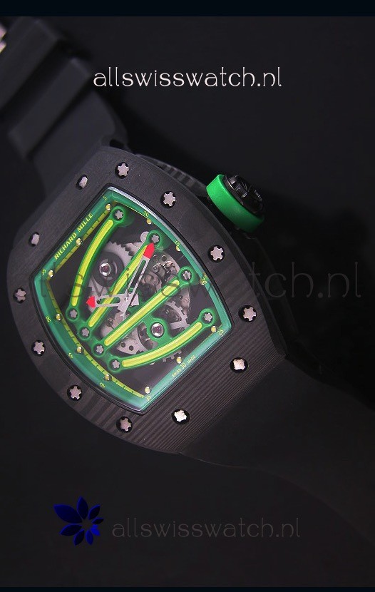 Richard Mille RM059 Yohan Blake Forged Carbon Case Swiss Replica Watch in Green Bezel