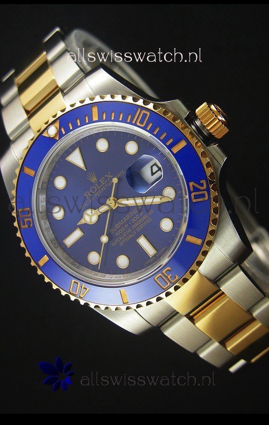 Rolex Submariner 16613 Two Tone Ceramic Bezel Swiss Replica 1:1 Watch with Swiss 3135 Movement 