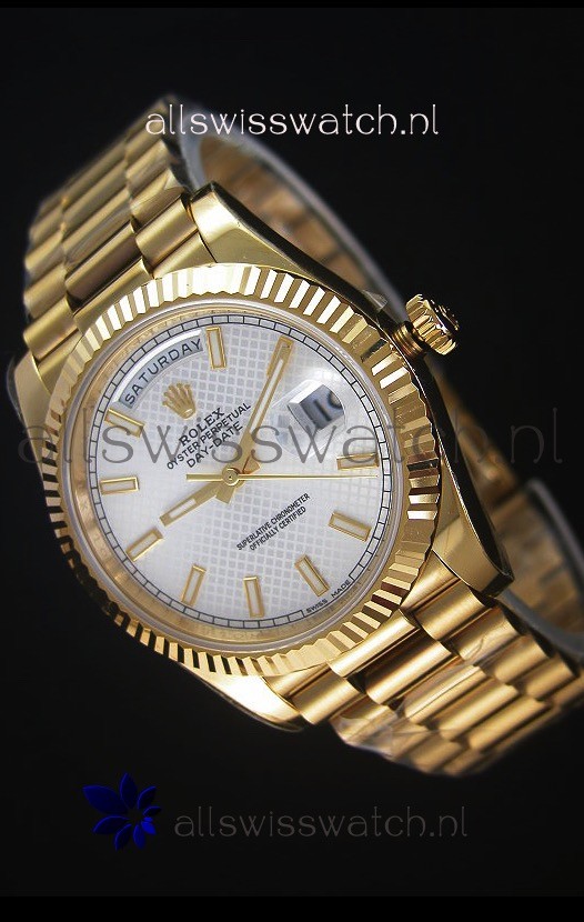 Rolex Day-Date 40MM Replica Watch in Silver dial with Roman Hour Numerals Cal.3255 Swiss Movement