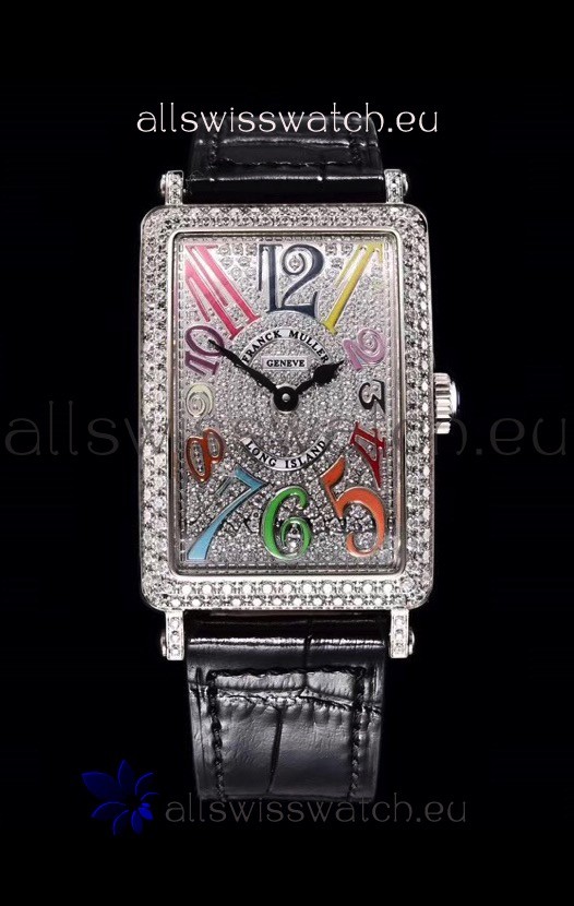 Franck Muller Long Island Color Dreams Ladies Swiss Watch in Black Strap