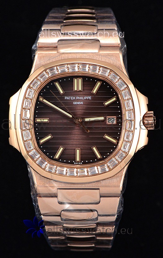 Patek Philippe Nautilus 5711/1R 1:1 Mirror Watch Baguette Diamonds Bezel
