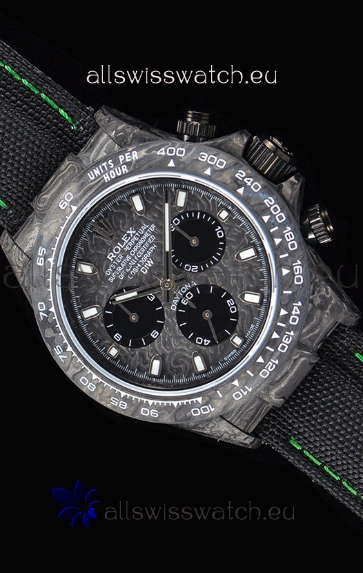 Rolex Daytona DiW Forged Cabon Casing 1:1 Mirror Replica with Nylon Strap 