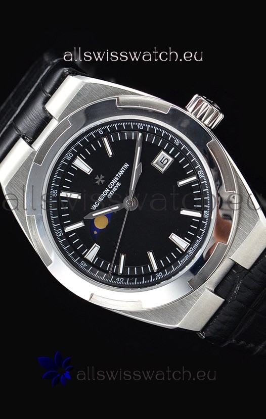 Vacheron Constantin Overseas MoonPhase Stainless Steel Swiss Watch in Black Dial