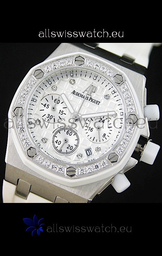 Audemars Piguet Royal Oak Offshore Lady Alinghi Swiss Watch in White Checkered Dial
