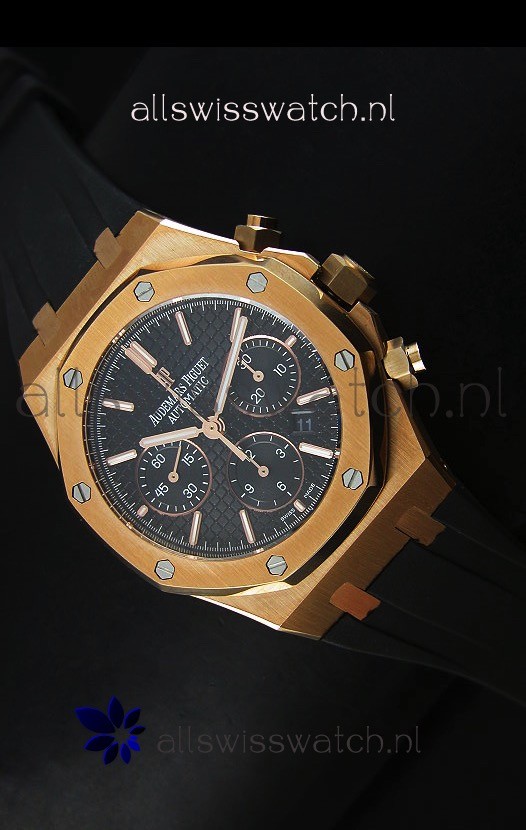 Audemars Piguet Royal Oak Chronograph Watch in Yellow Gold in Black Dial