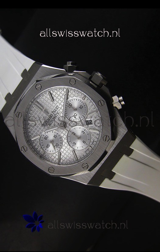 Audemars Piguet Royal Oak Chronograph Watch in Stainless Steel Case White Dial