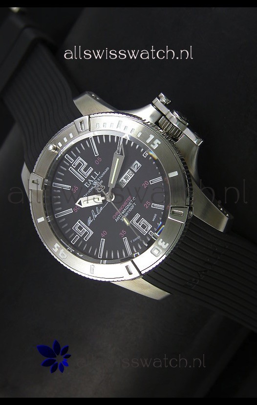 Ball Hydrocarbon Spacemaster Automatic Day Date Rubber Strap in Black Dial - Original Citizen Movement 