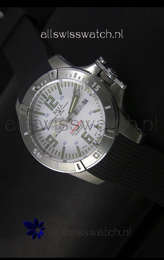 Ball Hydrocarbon Spacemaster Automatic Day Date Rubber Strap in White Dial - Original Citizen Movement 
