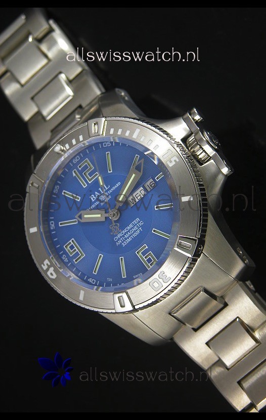 Ball Hydrocarbon Spacemaster Automatic Replica Day Date Watch in Blue Dial - Original Citizen Movement 