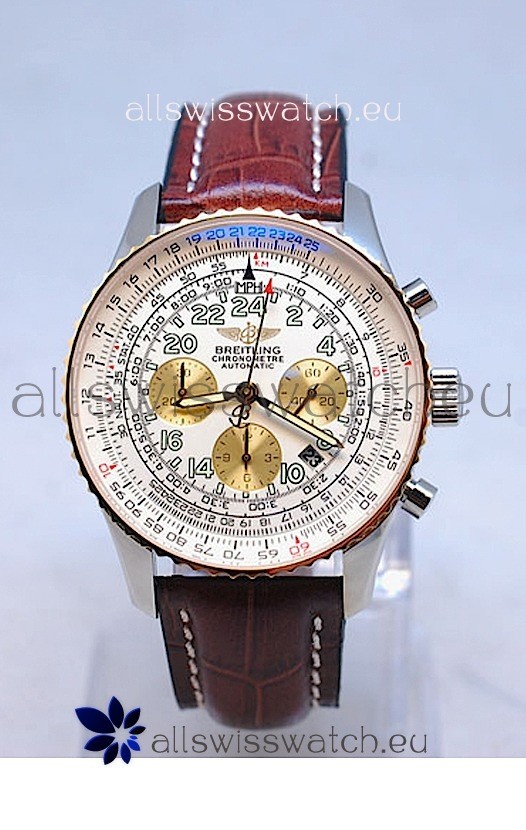 Breitling Navitimer Cosmonaute Swiss Replica Watch Gold Plated Bezel
